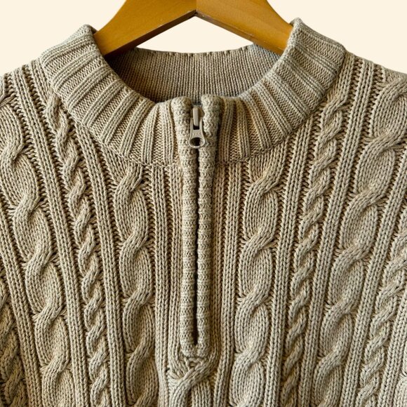 Hanna Andersson Tan Cotton Wool Cable Knit Sweater – Men’s Size M - Picture 3 of 6